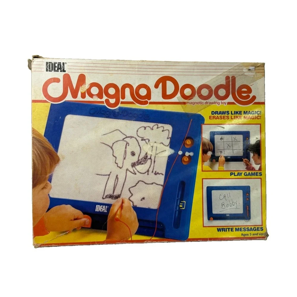 MAGNA DOODLE Drawing Board 1986 Ideal Magnetic With Box 4803 Vintage